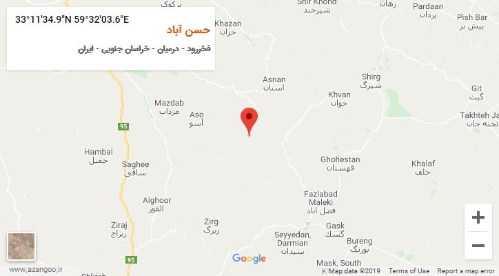 روستای حسن آباد بر روی نقشه