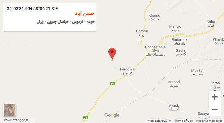 روستای حسن آباد بر روی نقشه