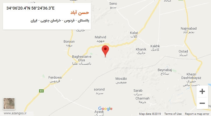 روستای حسن آباد بر روی نقشه