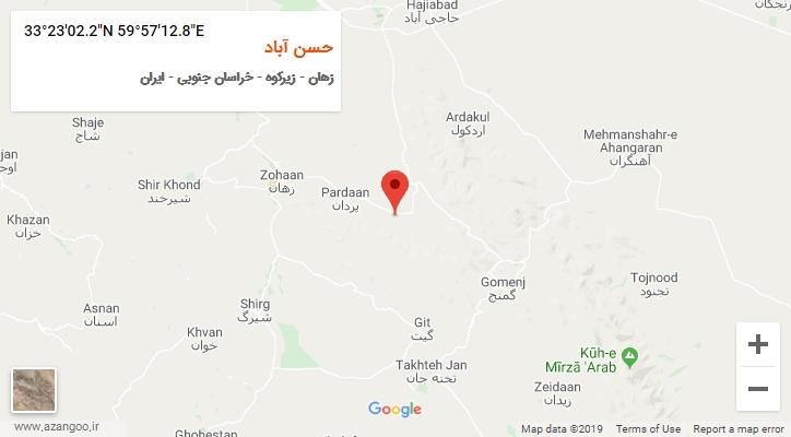 روستای حسن آباد بر روی نقشه