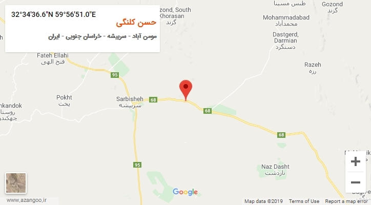 روستای حسن کلنگی بر روی نقشه