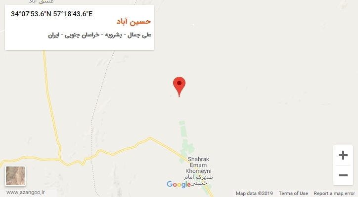 روستای حسین آباد بر روی نقشه
