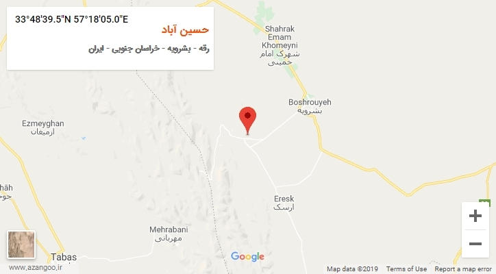 روستای حسین آباد بر روی نقشه