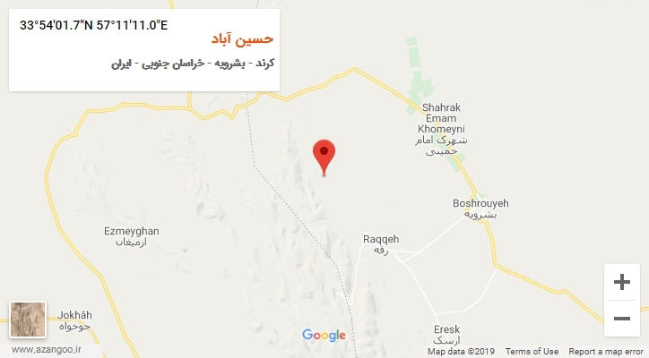 روستای حسین آباد بر روی نقشه