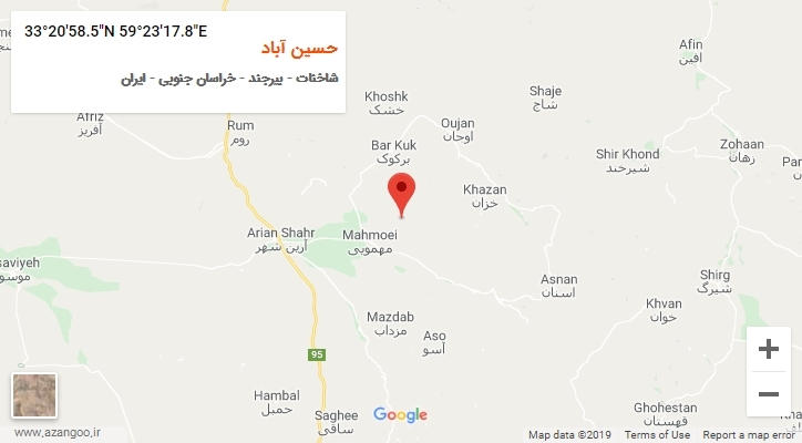 روستای حسین آباد بر روی نقشه