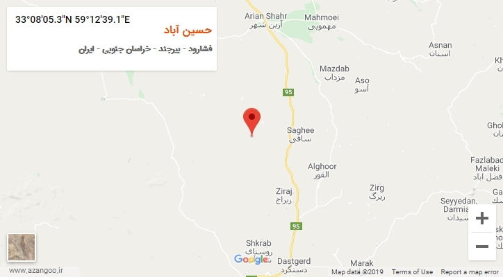 روستای حسین آباد بر روی نقشه