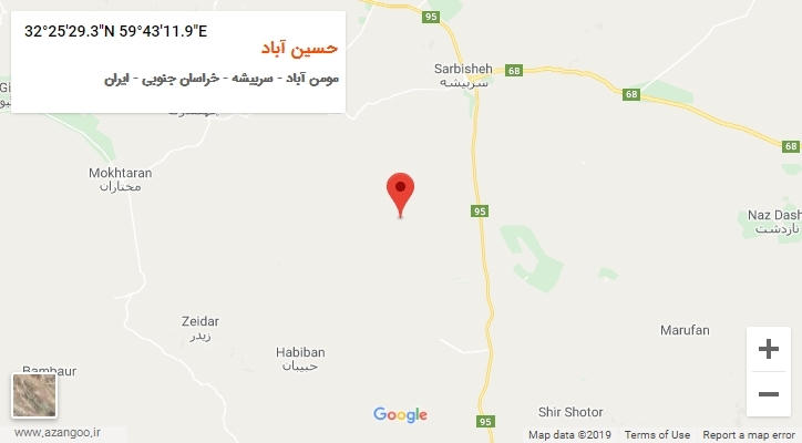 روستای حسین آباد بر روی نقشه