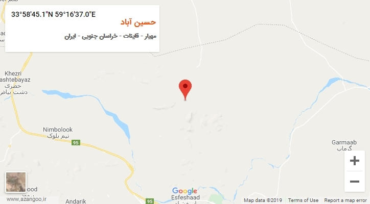 روستای حسین آباد بر روی نقشه