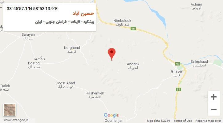 روستای حسین آباد بر روی نقشه