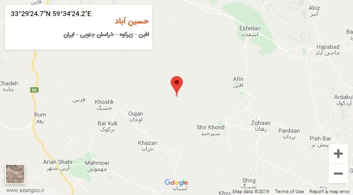 روستای حسین آباد بر روی نقشه