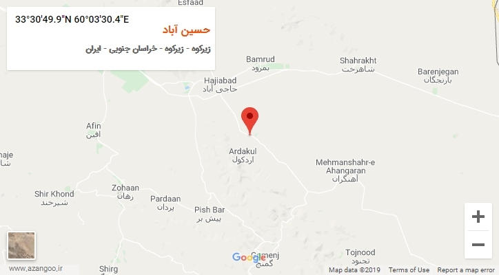 روستای حسین آباد بر روی نقشه