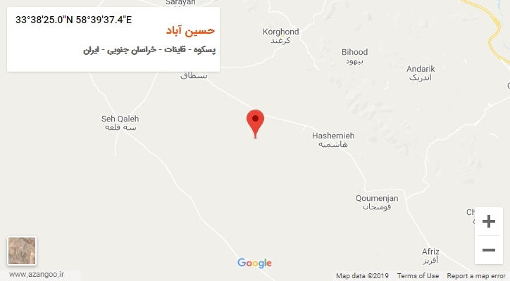 روستای حسین آباد بر روی نقشه