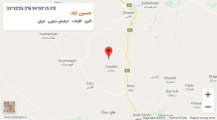 روستای حسین آباد بر روی نقشه