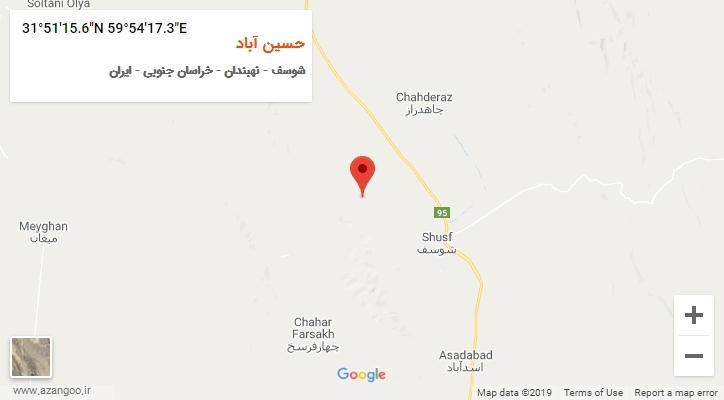روستای حسین آباد بر روی نقشه