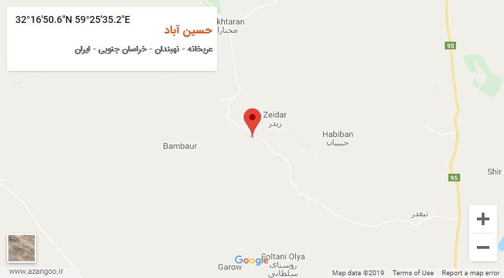 روستای حسین آباد بر روی نقشه