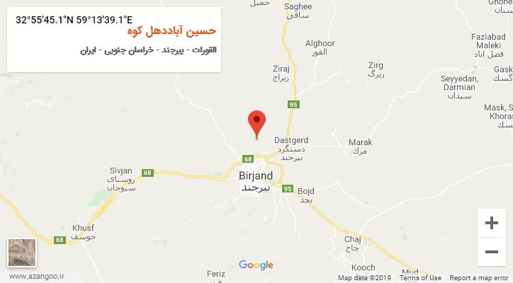 روستای حسین آباددهل کوه بر روی نقشه