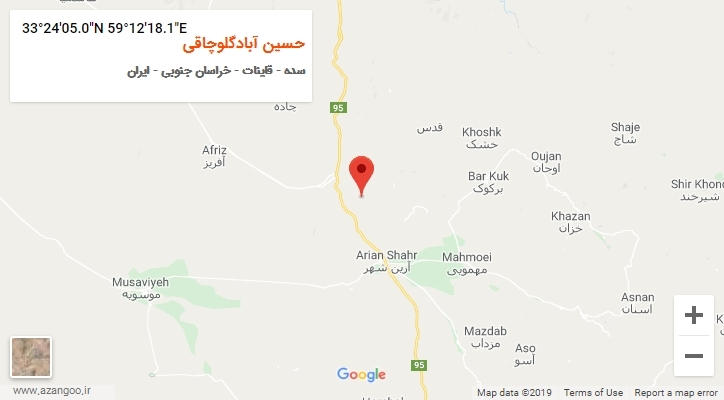 روستای حسین آبادگلوچاقی بر روی نقشه