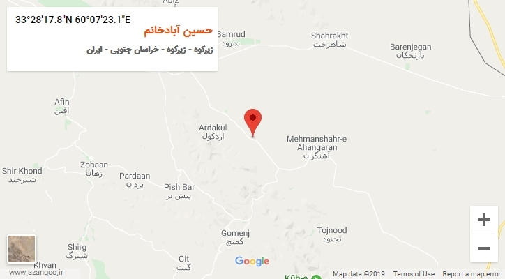 روستای حسین آبادخانم بر روی نقشه