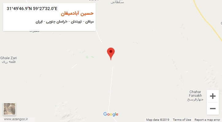 روستای حسین آبادمیغان بر روی نقشه