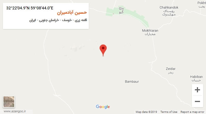 روستای حسین آبادمیران بر روی نقشه