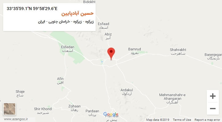 روستای حسین آبادپایین بر روی نقشه