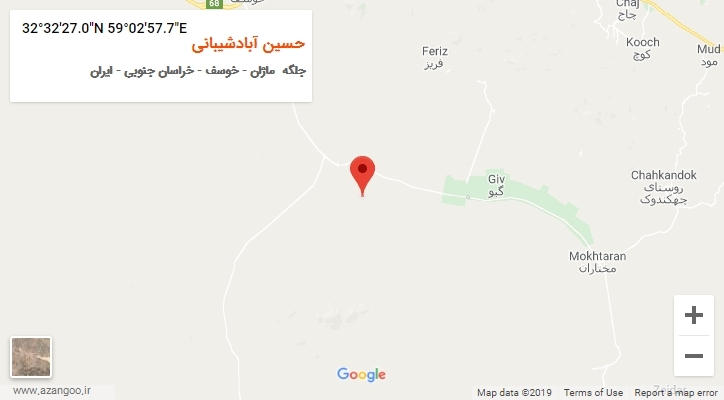 روستای حسین آبادشیبانی بر روی نقشه