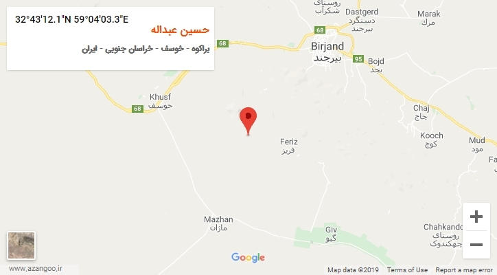 روستای حسین عبداله بر روی نقشه
