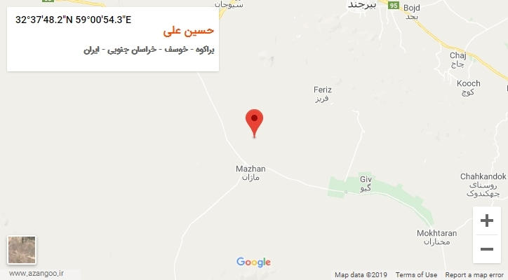 روستای حسین علی بر روی نقشه