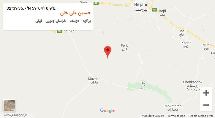 روستای حسین قلی خان بر روی نقشه