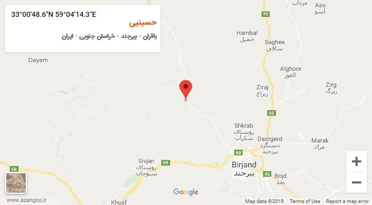 روستای حسینیی بر روی نقشه