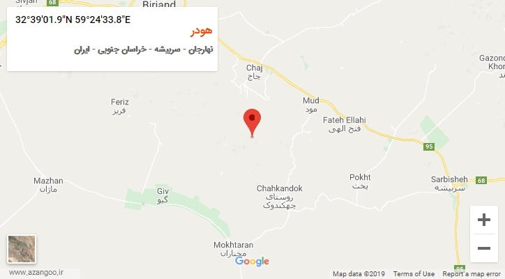 روستای هودر بر روی نقشه