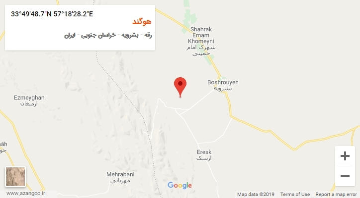 روستای هوگند بر روی نقشه