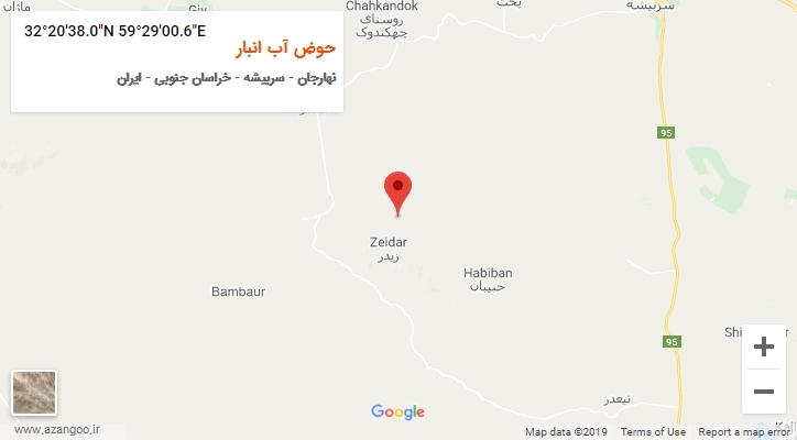 روستای حوض آب انبار بر روی نقشه