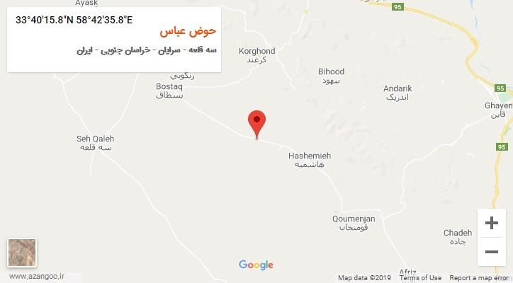 روستای حوض عباس بر روی نقشه