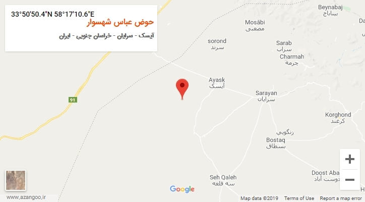 روستای حوض عباس شهسوار بر روی نقشه