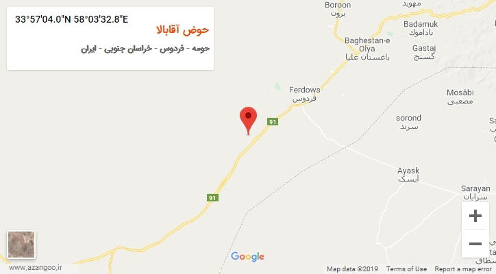روستای حوض آقابالا بر روی نقشه