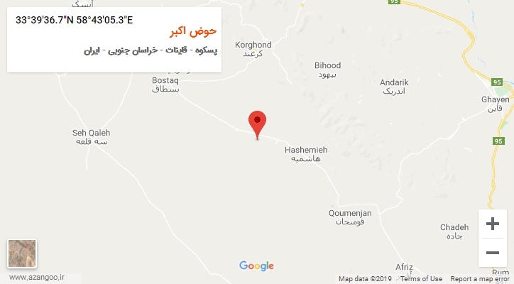 روستای حوض اکبر بر روی نقشه