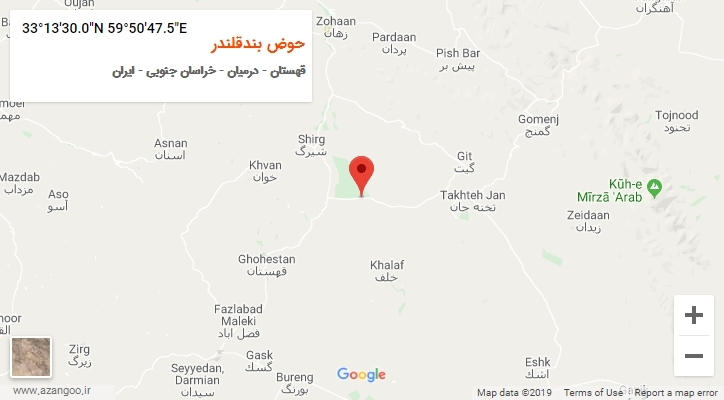 روستای حوض بندقلندر بر روی نقشه