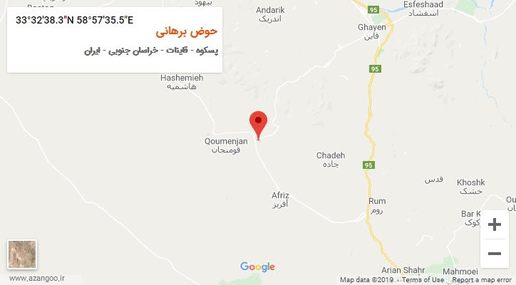 روستای حوض برهانی بر روی نقشه