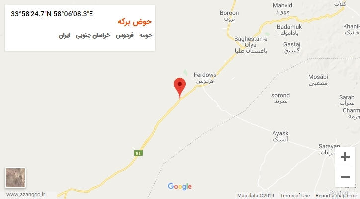 روستای حوض برکه بر روی نقشه