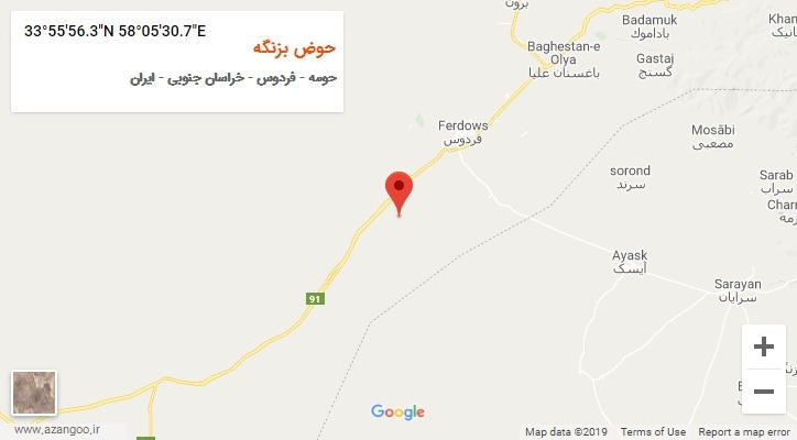 روستای حوض بزنگه بر روی نقشه
