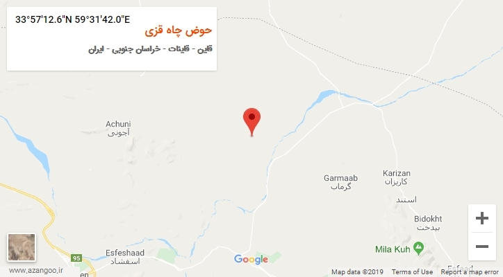 روستای حوض چاه قزی بر روی نقشه