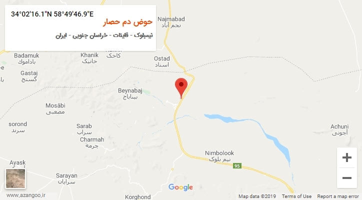 روستای حوض دم حصار بر روی نقشه