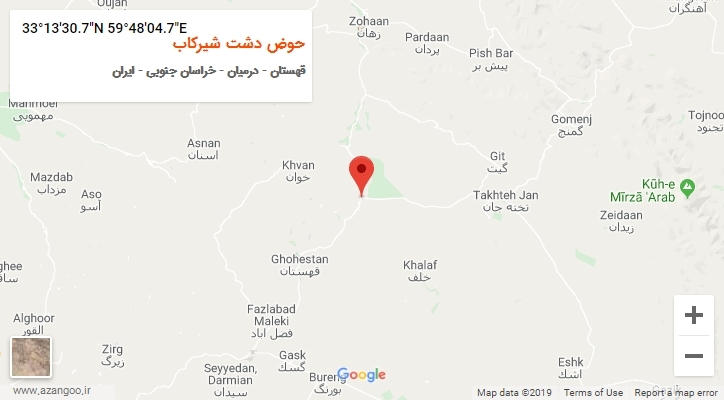روستای حوض دشت شیرکاب بر روی نقشه