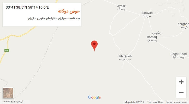 روستای حوض دوگانه بر روی نقشه