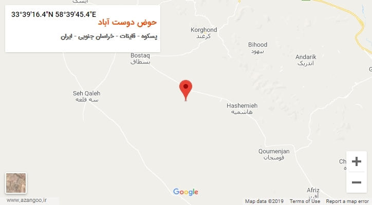 روستای حوض دوست آباد بر روی نقشه