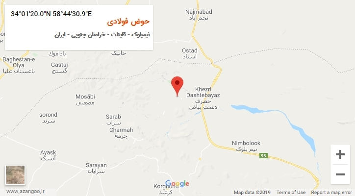 روستای حوض فولادی بر روی نقشه