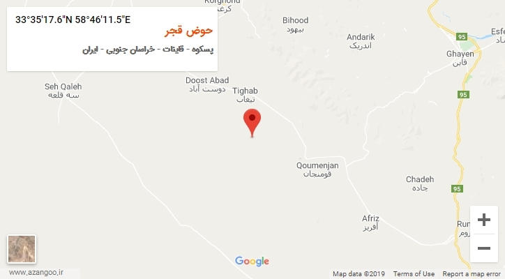روستای حوض قجر بر روی نقشه