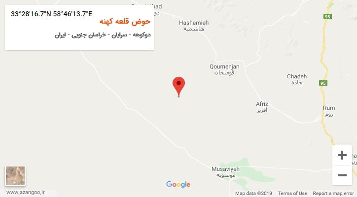روستای حوض قلعه کهنه بر روی نقشه