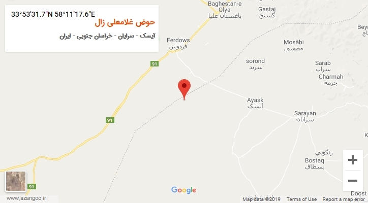 روستای حوض غلامعلی زال بر روی نقشه